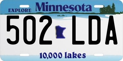 MN license plate 502LDA