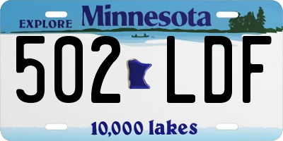 MN license plate 502LDF