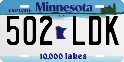 MN license plate 502LDK
