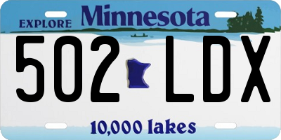 MN license plate 502LDX
