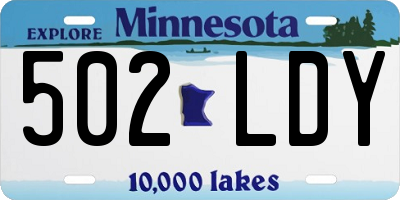 MN license plate 502LDY
