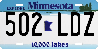 MN license plate 502LDZ
