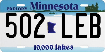MN license plate 502LEB