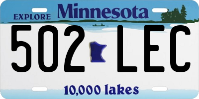 MN license plate 502LEC