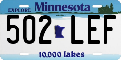 MN license plate 502LEF