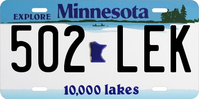 MN license plate 502LEK