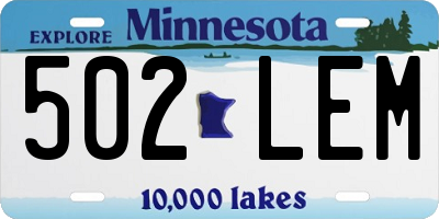 MN license plate 502LEM