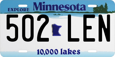 MN license plate 502LEN