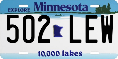 MN license plate 502LEW
