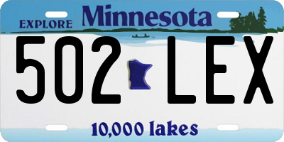 MN license plate 502LEX