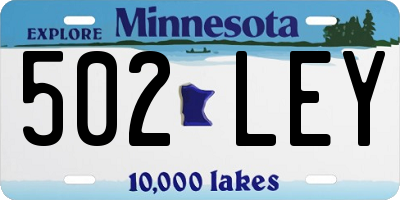 MN license plate 502LEY