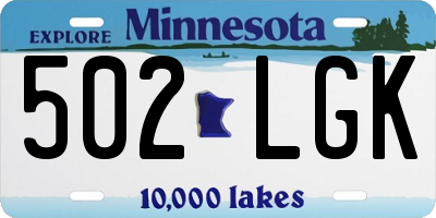 MN license plate 502LGK