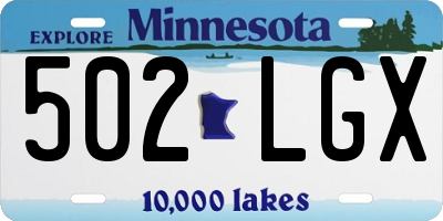 MN license plate 502LGX