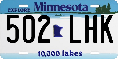 MN license plate 502LHK