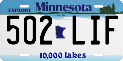 MN license plate 502LIF