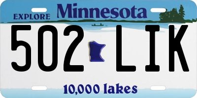 MN license plate 502LIK