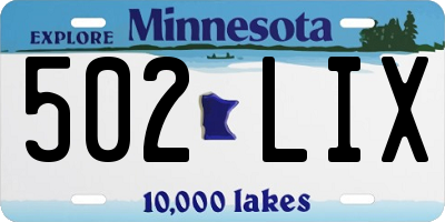 MN license plate 502LIX