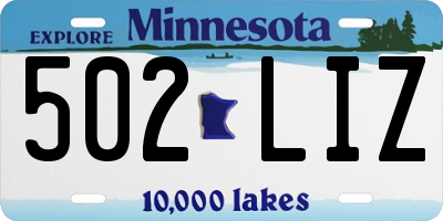 MN license plate 502LIZ