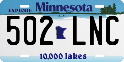 MN license plate 502LNC