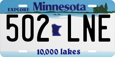 MN license plate 502LNE