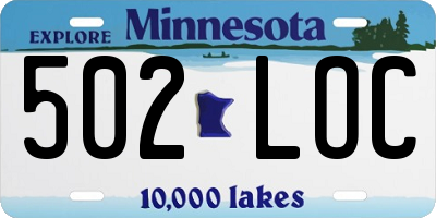 MN license plate 502LOC