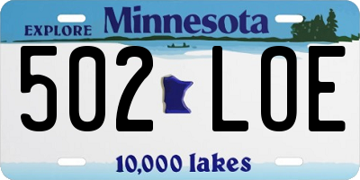 MN license plate 502LOE