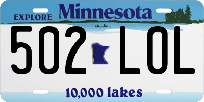 MN license plate 502LOL