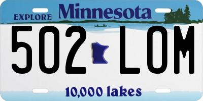 MN license plate 502LOM