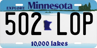 MN license plate 502LOP