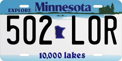 MN license plate 502LOR