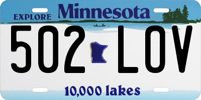MN license plate 502LOV