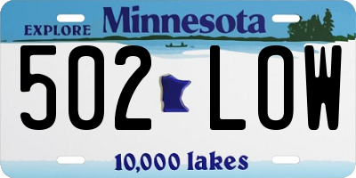 MN license plate 502LOW