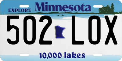 MN license plate 502LOX