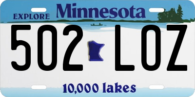 MN license plate 502LOZ
