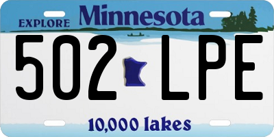 MN license plate 502LPE