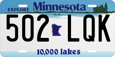 MN license plate 502LQK
