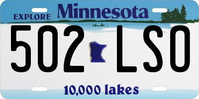 MN license plate 502LSO