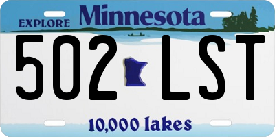 MN license plate 502LST