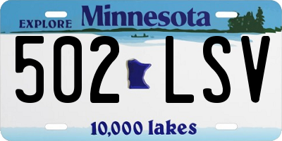 MN license plate 502LSV