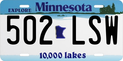 MN license plate 502LSW