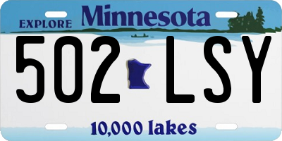 MN license plate 502LSY