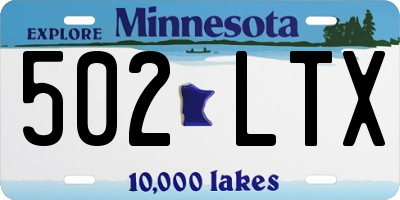 MN license plate 502LTX