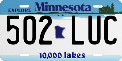 MN license plate 502LUC
