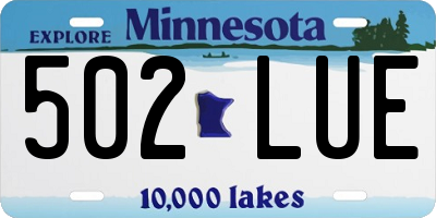 MN license plate 502LUE
