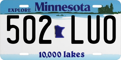 MN license plate 502LUO