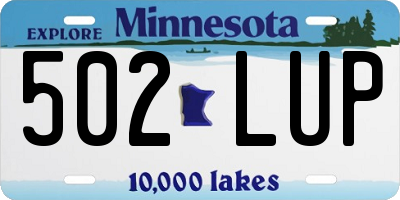 MN license plate 502LUP