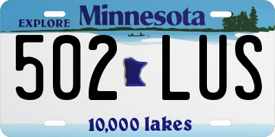MN license plate 502LUS