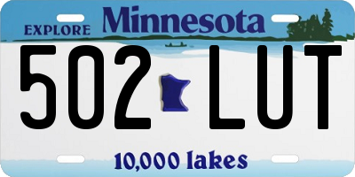 MN license plate 502LUT