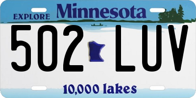 MN license plate 502LUV