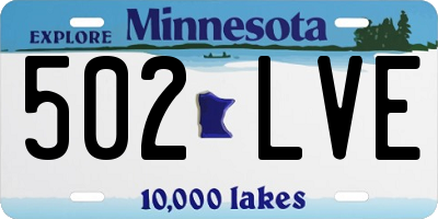 MN license plate 502LVE